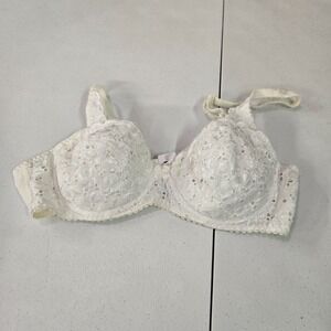 Partners Intimates Women Bra 36B White Eyelet Embroidered Underwire